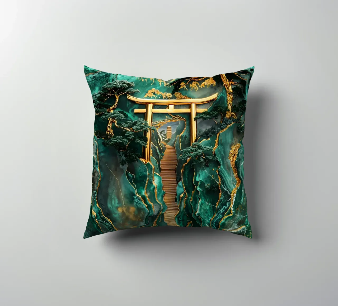 Jade Mountain Torii Path cuscino da Pixaverse