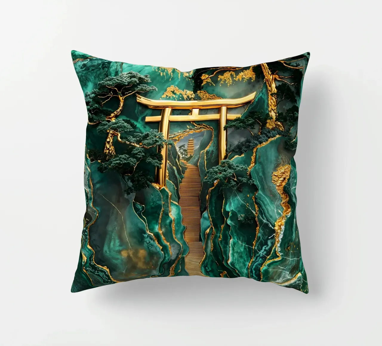 Jade Mountain Torii Path cuscino da Pixaverse