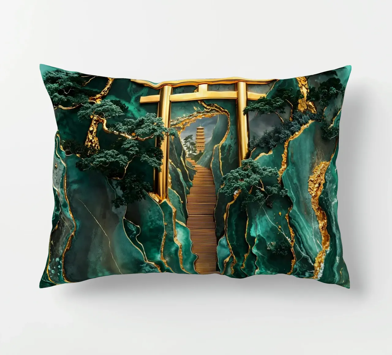 Jade Mountain Torii Path cuscino da Pixaverse