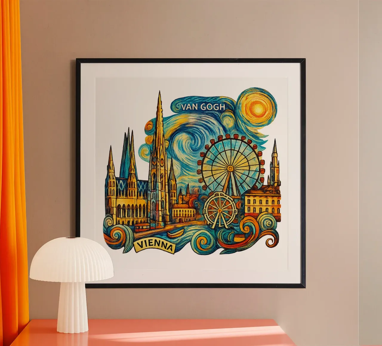 FREE VIENNA poster with wooden frame by Vintage Van Gogh