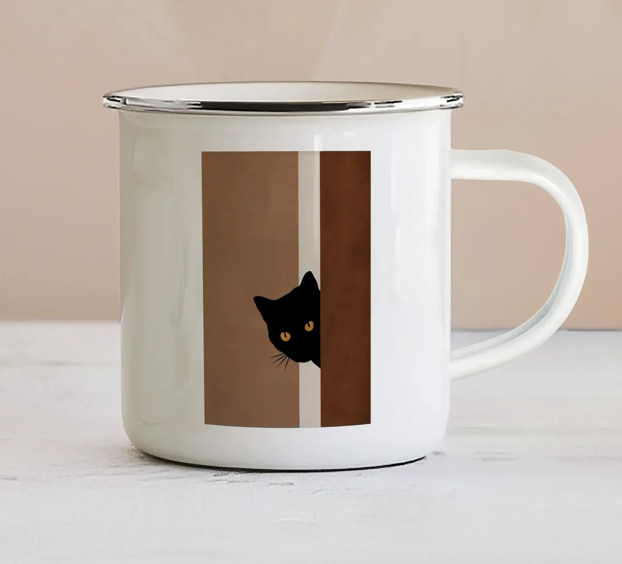 Gatto nero tazza in smalto da Kaden