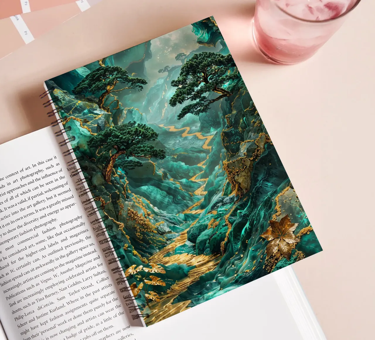 Golden Jungle Path spiral notebook by Pixaverse