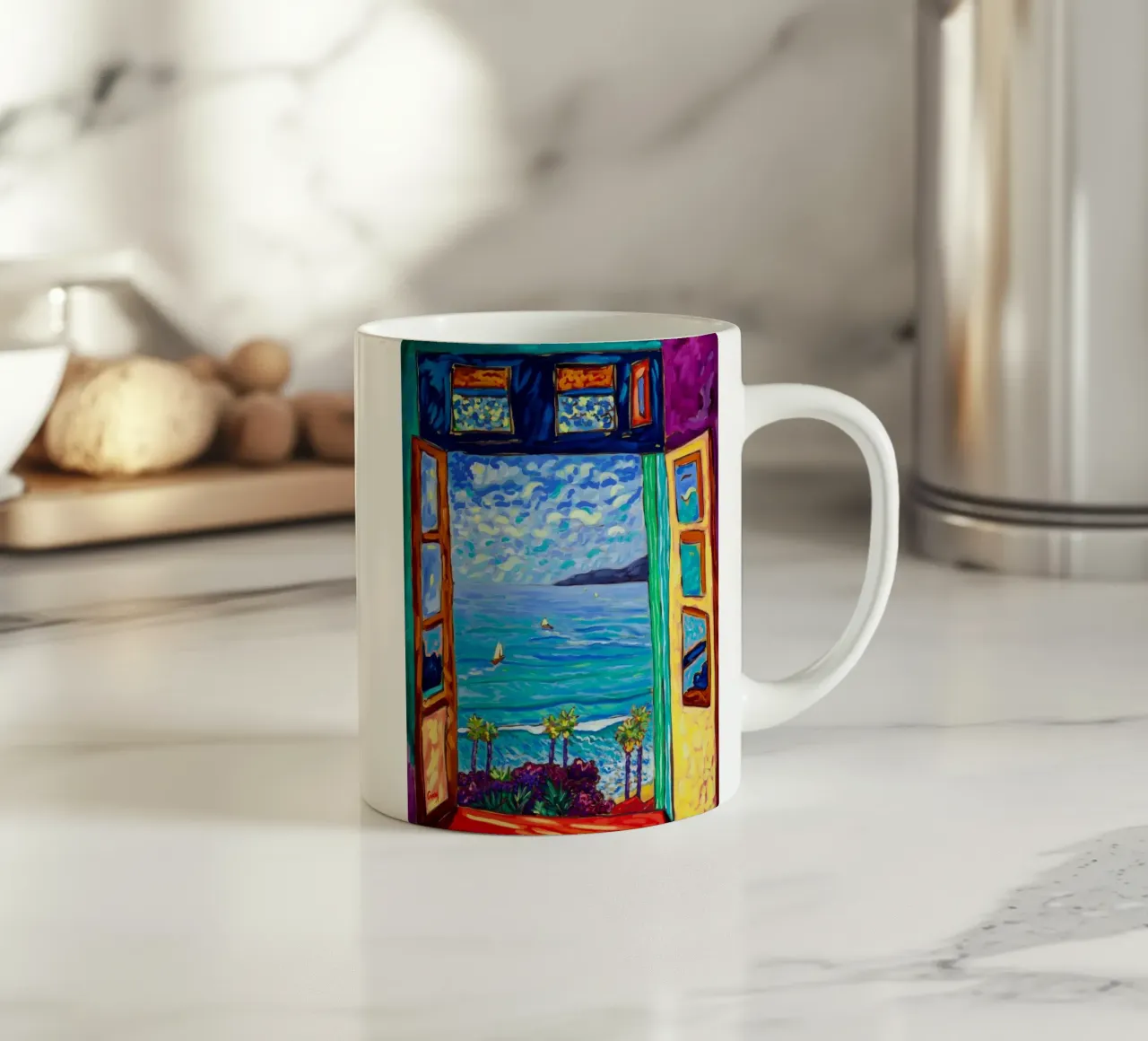 paesaggio marino acqua blu tazza in ceramica da briyan shop