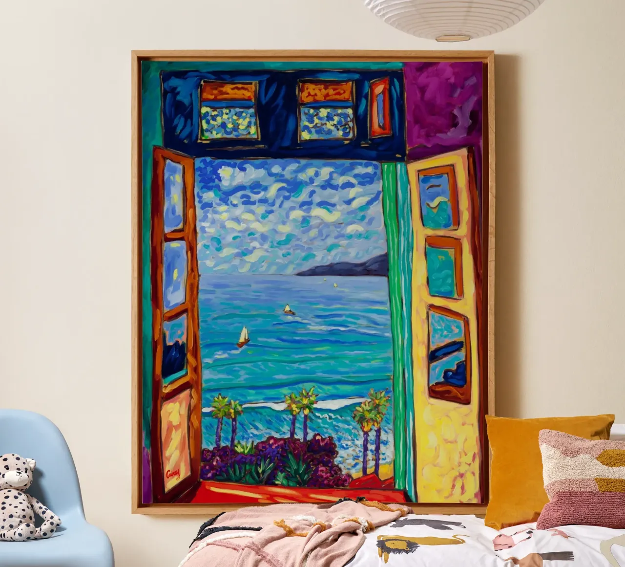 zeegezicht blauw water canvas met Baklijst van briyan shop