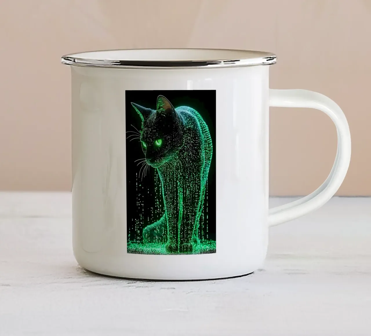 Gatto nero tazza in smalto da Kaden