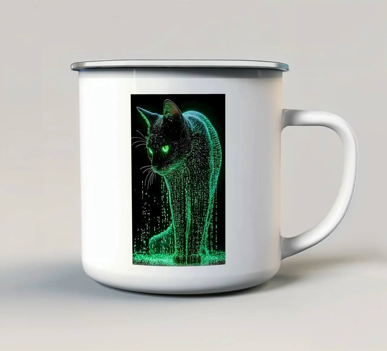 Gatto nero tazza in smalto da Kaden