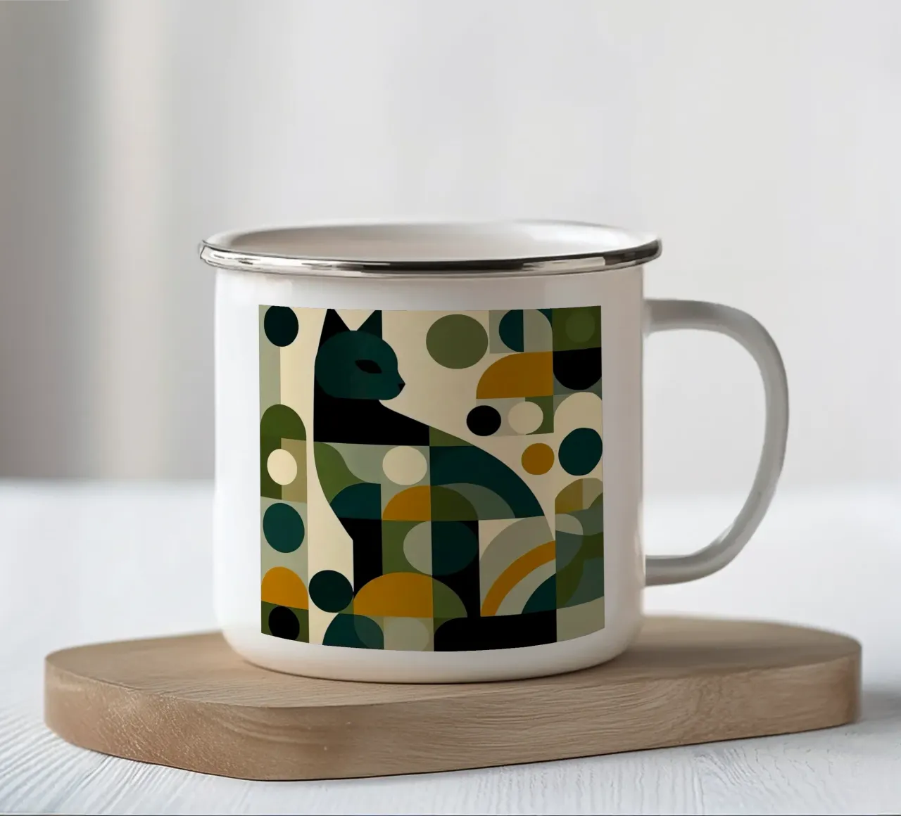 Arte del gatto geometrico tazza in smalto da Kaden