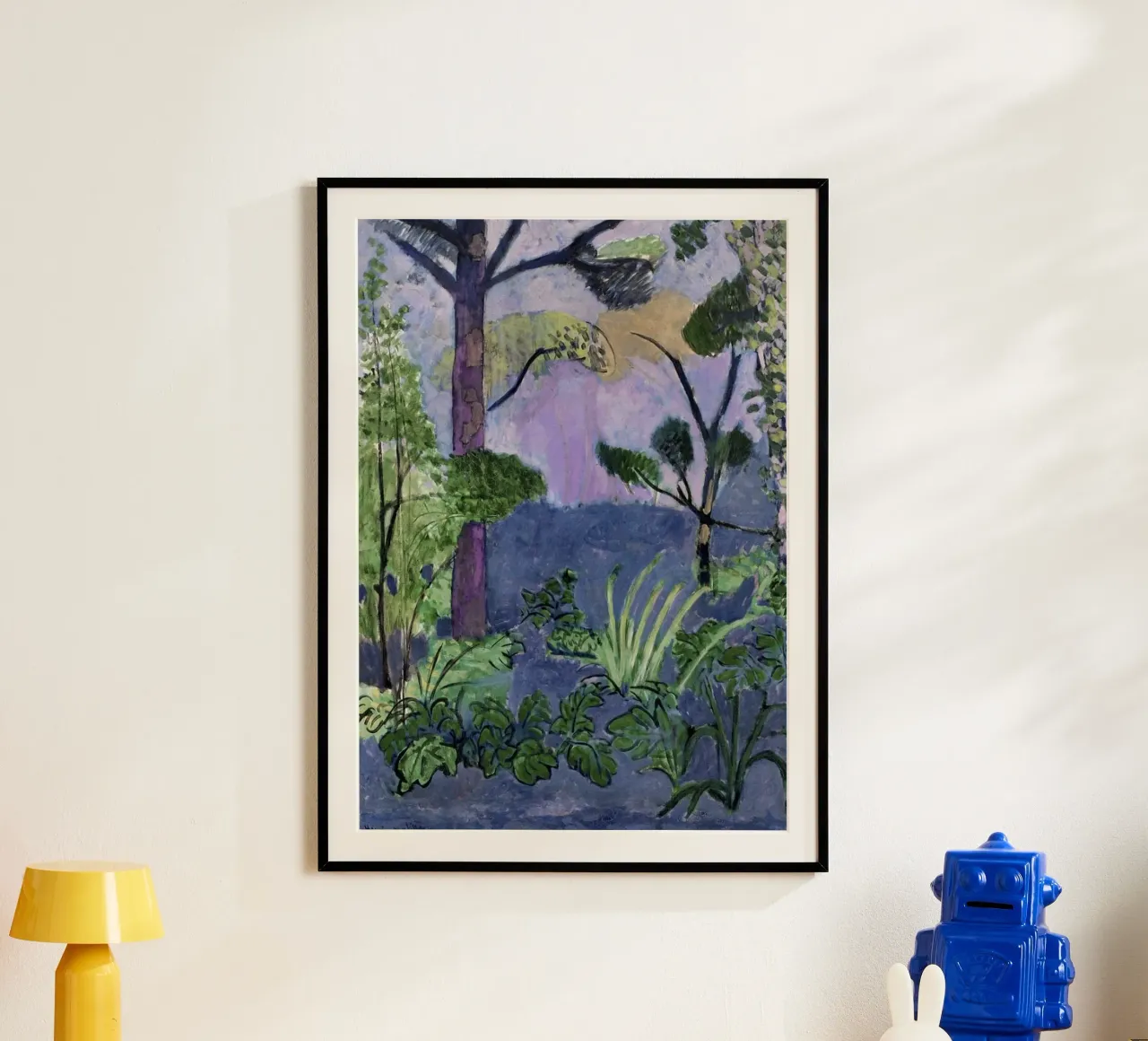 alberi, foglie e arbusti poster con telaio in legno da briyan shop