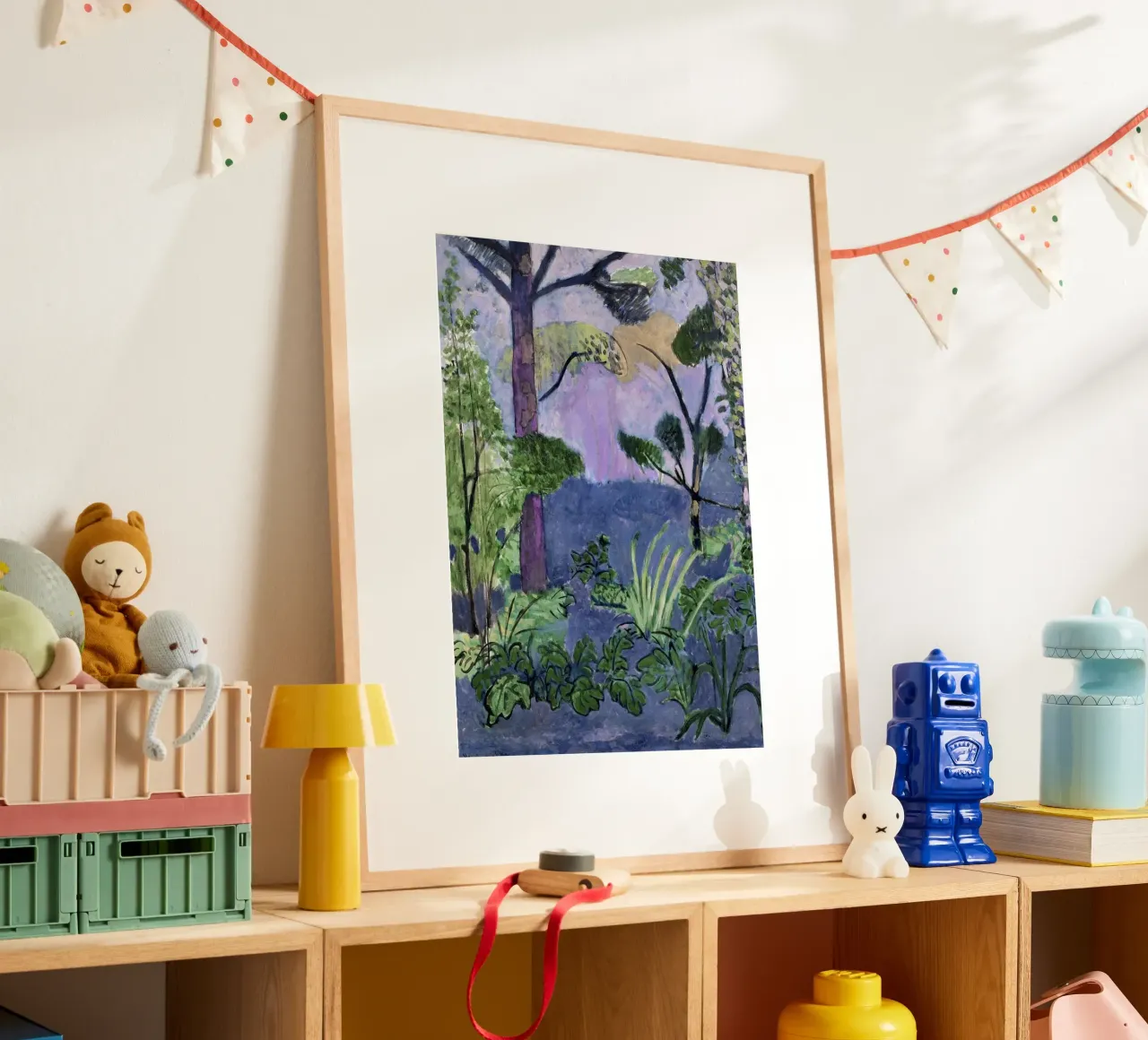 alberi, foglie e arbusti poster con telaio in legno da briyan shop