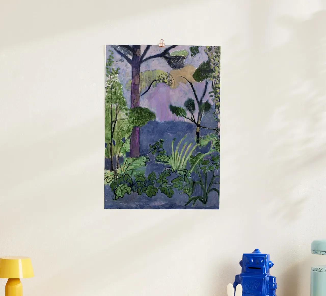 alberi, foglie e arbusti poster con telaio in legno da briyan shop
