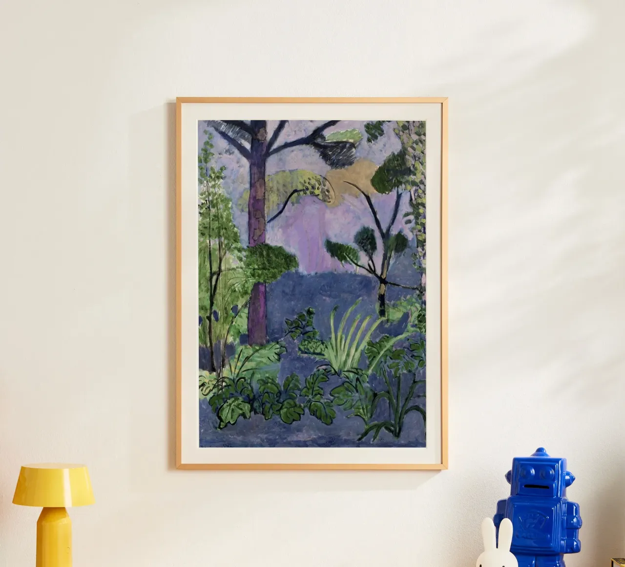 alberi, foglie e arbusti poster con telaio in legno da briyan shop