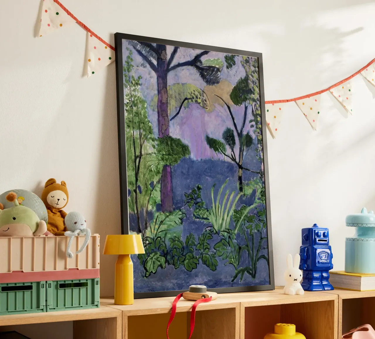 alberi, foglie e arbusti poster con telaio in legno da briyan shop