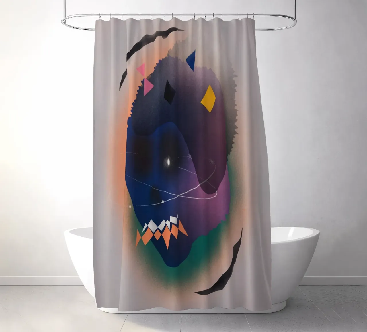 Cosmic composition 08 shower curtain by Little Dean