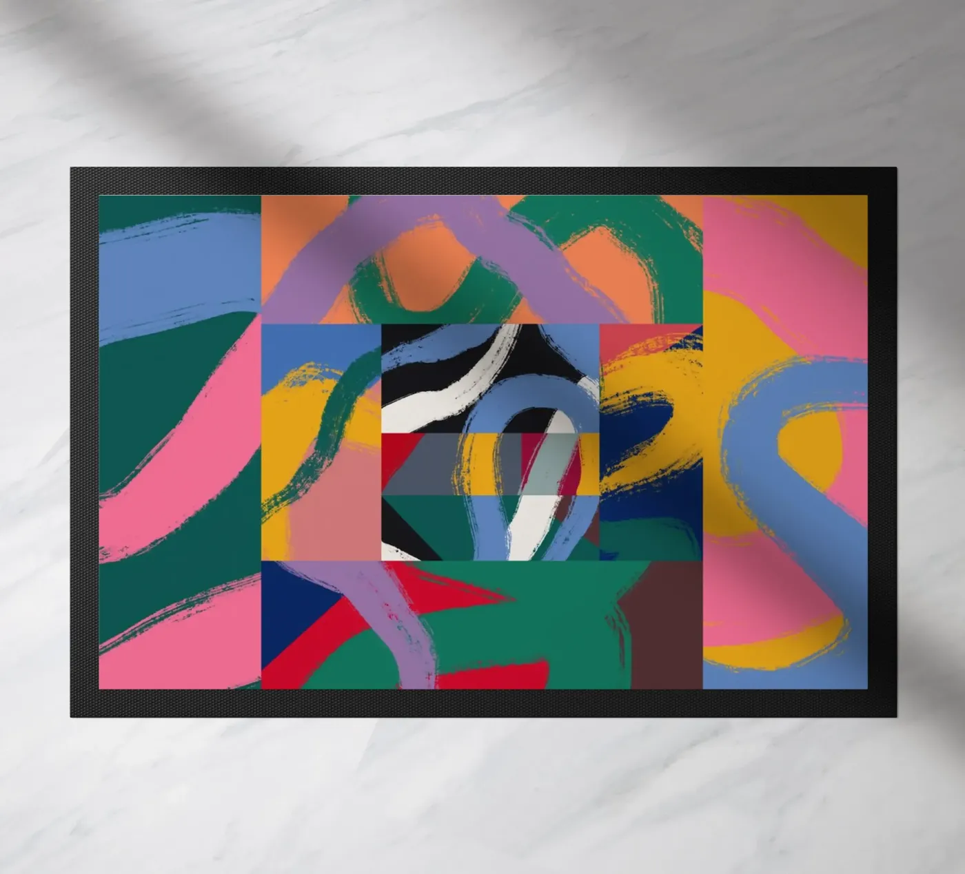 Maximalist abstract doormat by Little Dean