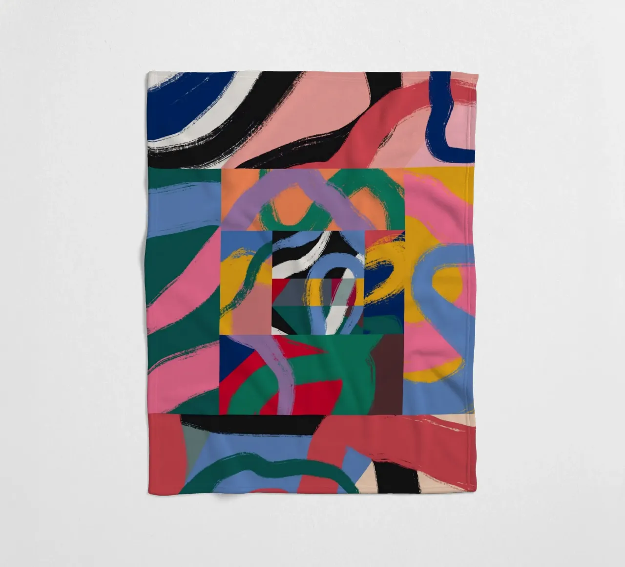Maximalist abstract fleece blanket by Little Dean