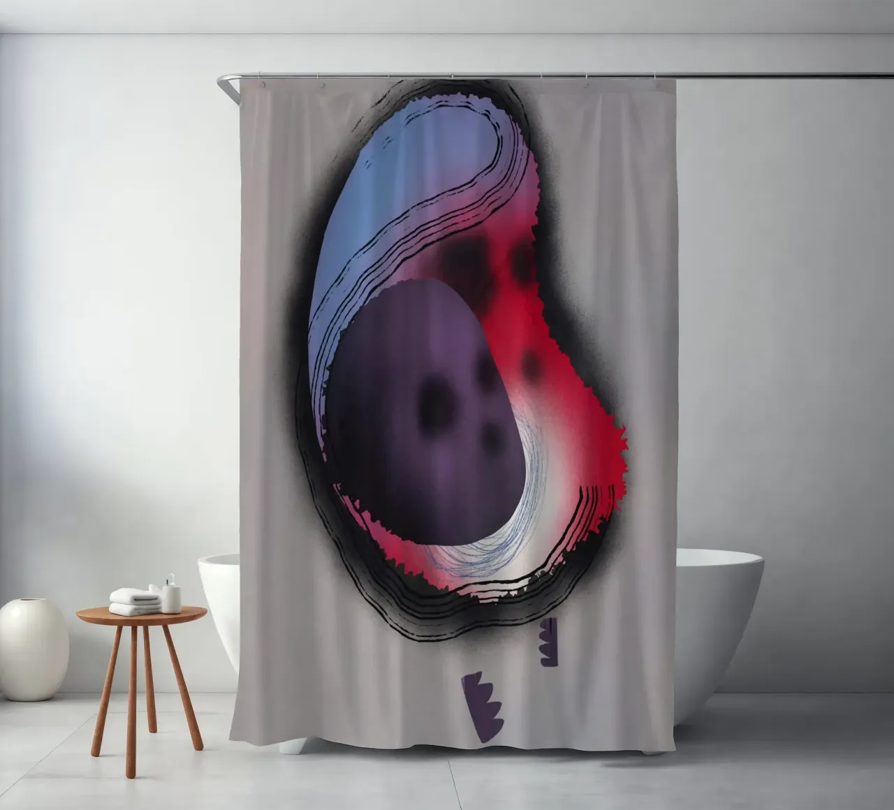 Cosmic composition 09 shower curtain by Little Dean