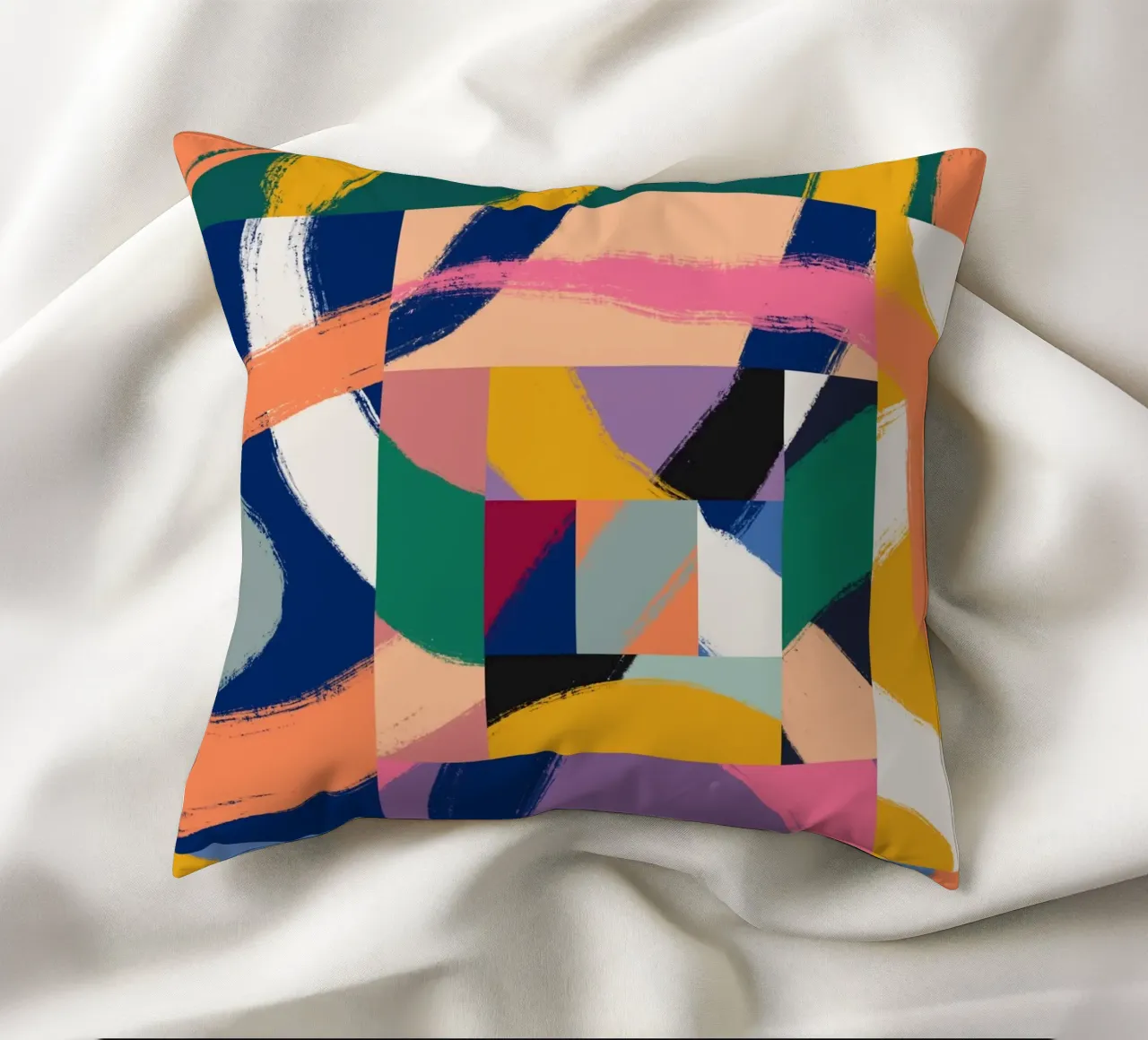 Maximalist abstract 02 decorative cushion by Little Dean