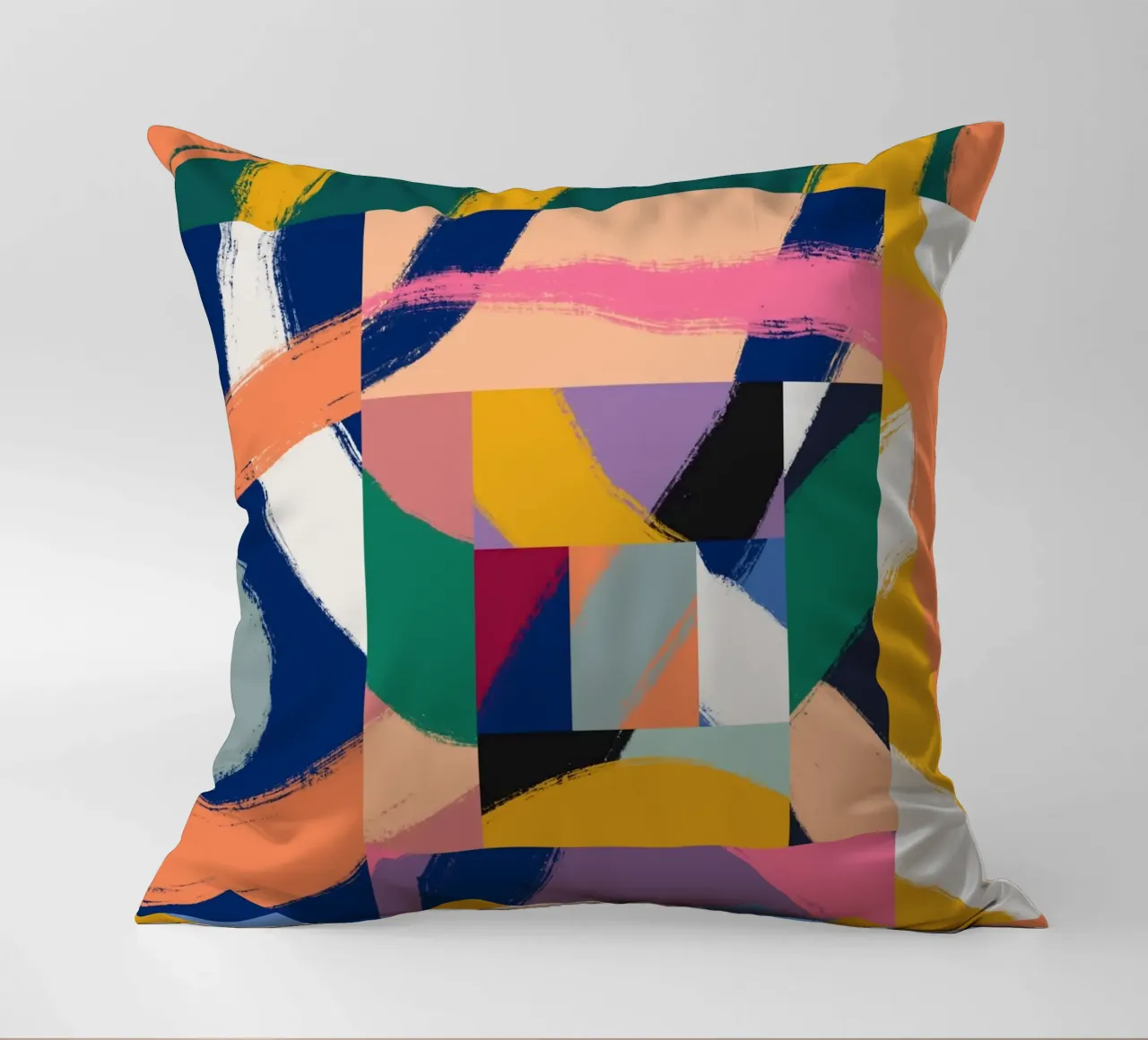 Maximalist abstract 02 decorative cushion by Little Dean
