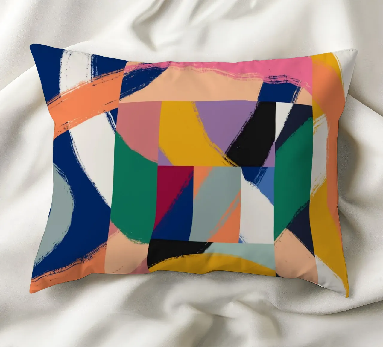 Maximalist abstract 02 decorative cushion by Little Dean