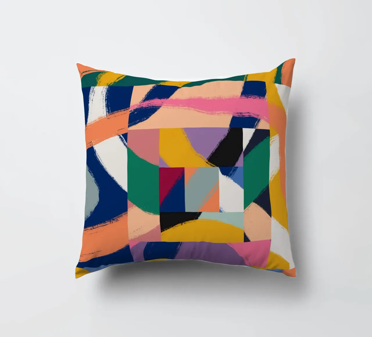 Maximalist abstract 02 decorative cushion by Little Dean