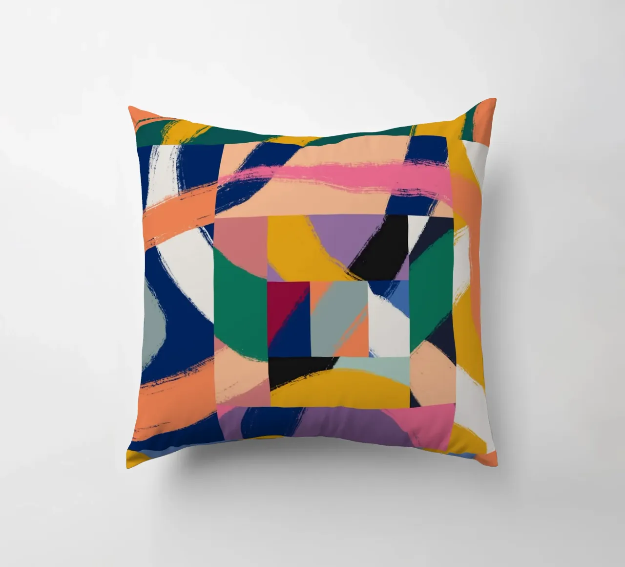 Maximalist abstract 02 decorative cushion by Little Dean