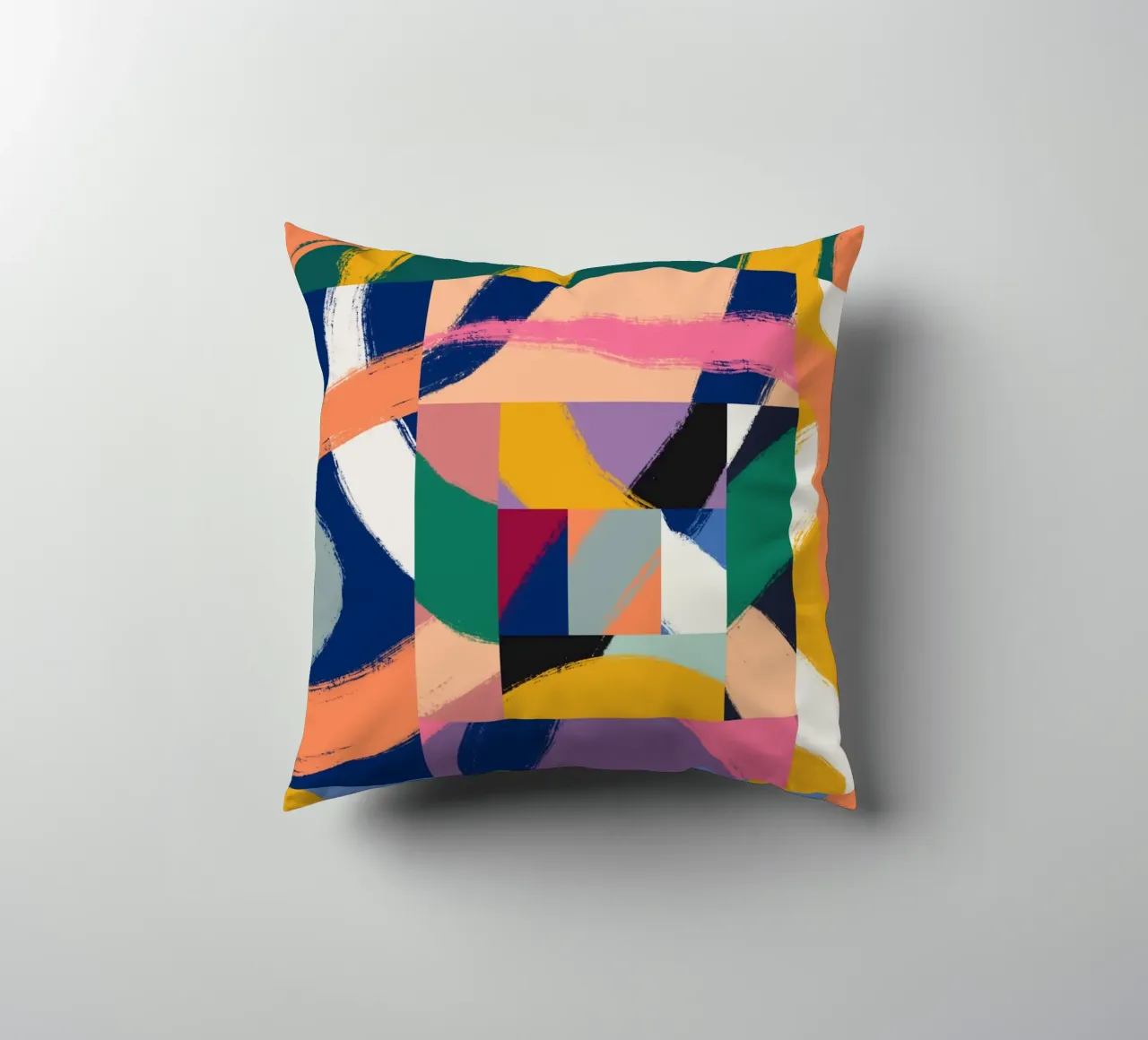 Maximalist abstract 02 decorative cushion by Little Dean