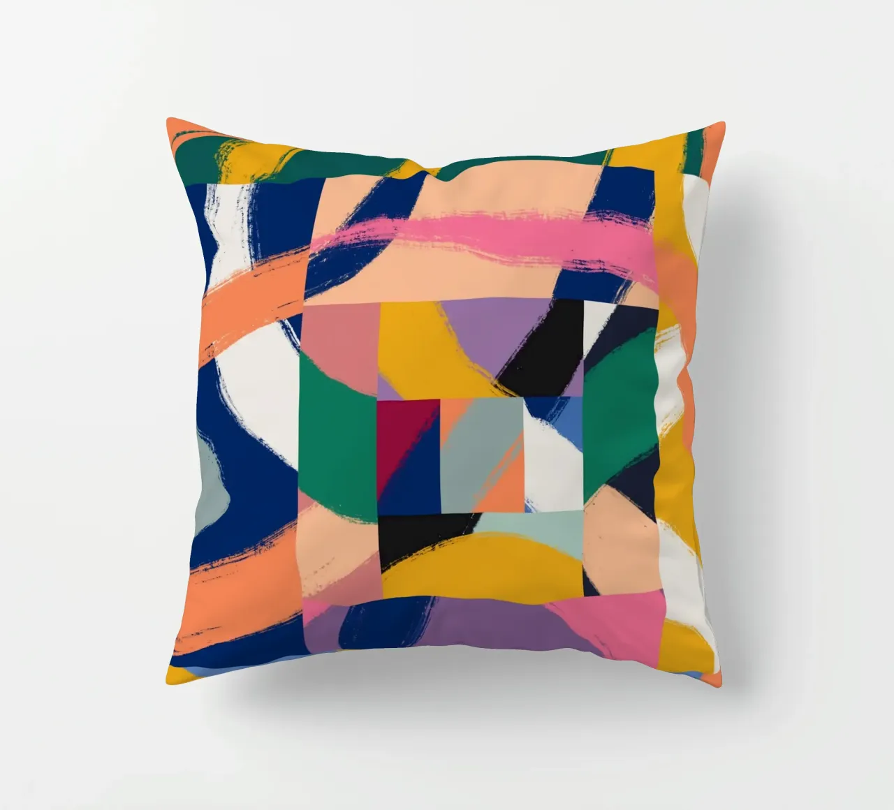 Maximalist abstract 02 decorative cushion by Little Dean