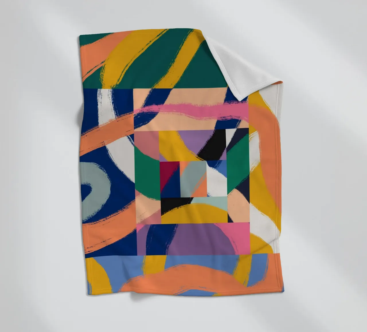Maximalist abstract 02 fleece blanket by Little Dean