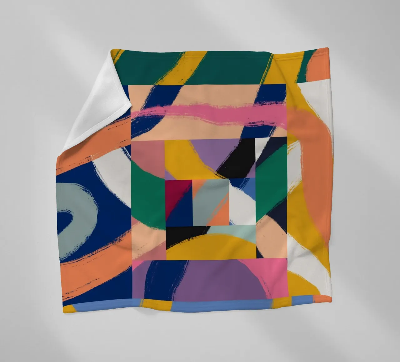 Maximalist abstract 02 fleece blanket by Little Dean