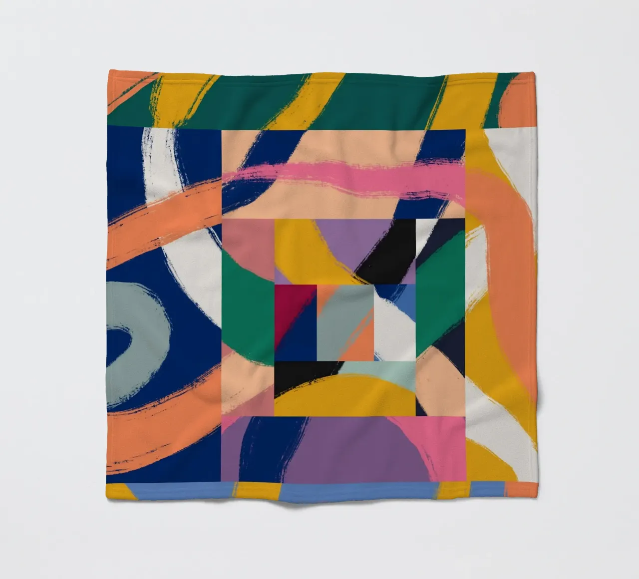 Maximalist abstract 02 fleece blanket by Little Dean