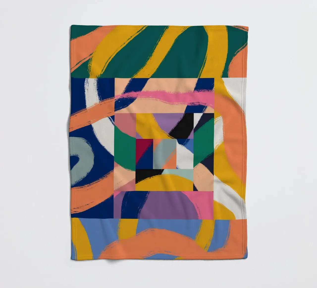 Maximalist abstract 02 fleece blanket by Little Dean