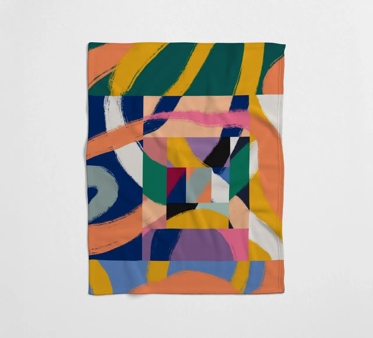 Maximalist abstract 02 fleece blanket by Little Dean