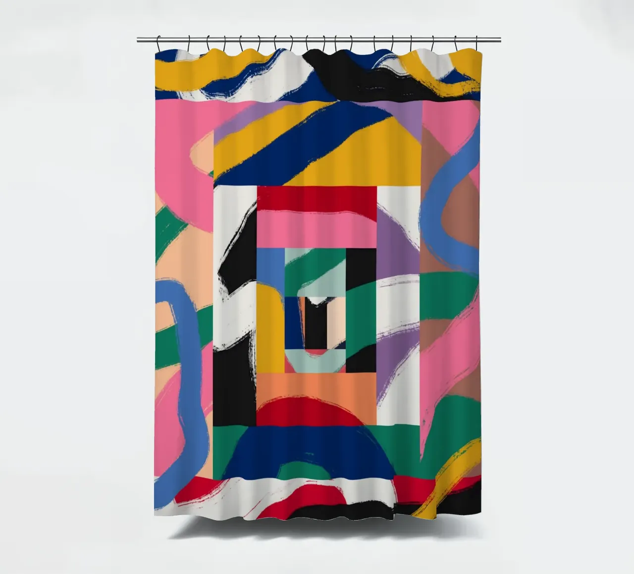 Maximalist abstract 03 shower curtain by Little Dean