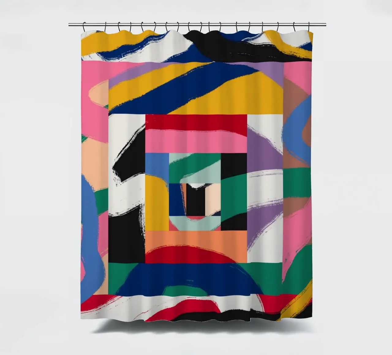 Maximalist abstract 03 shower curtain by Little Dean