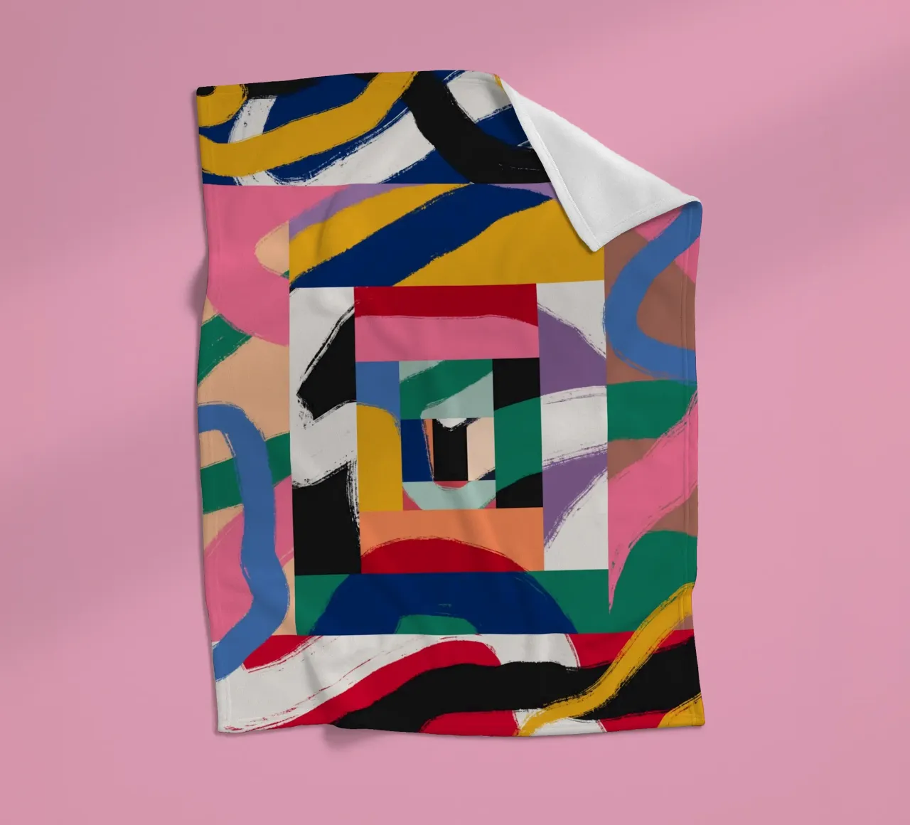 Maximalist abstract 03 fleece blanket by Little Dean