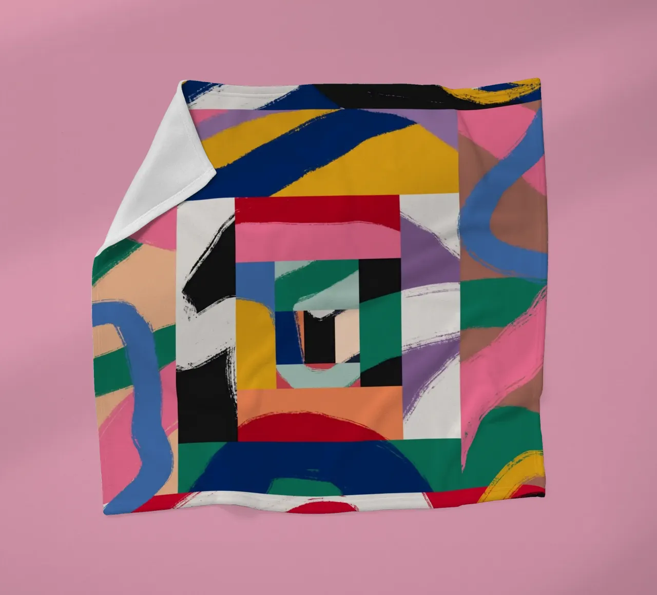 Maximalist abstract 03 fleece blanket by Little Dean