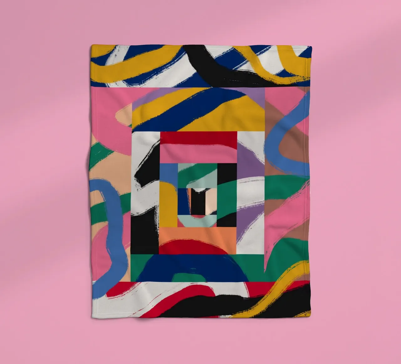 Maximalist abstract 03 fleece blanket by Little Dean