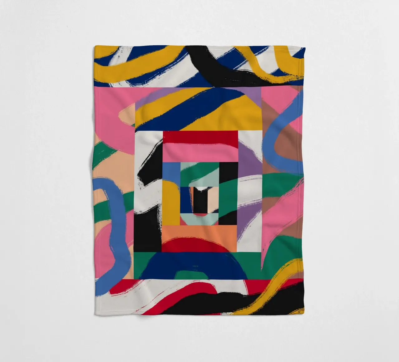 Maximalist abstract 03 fleece blanket by Little Dean