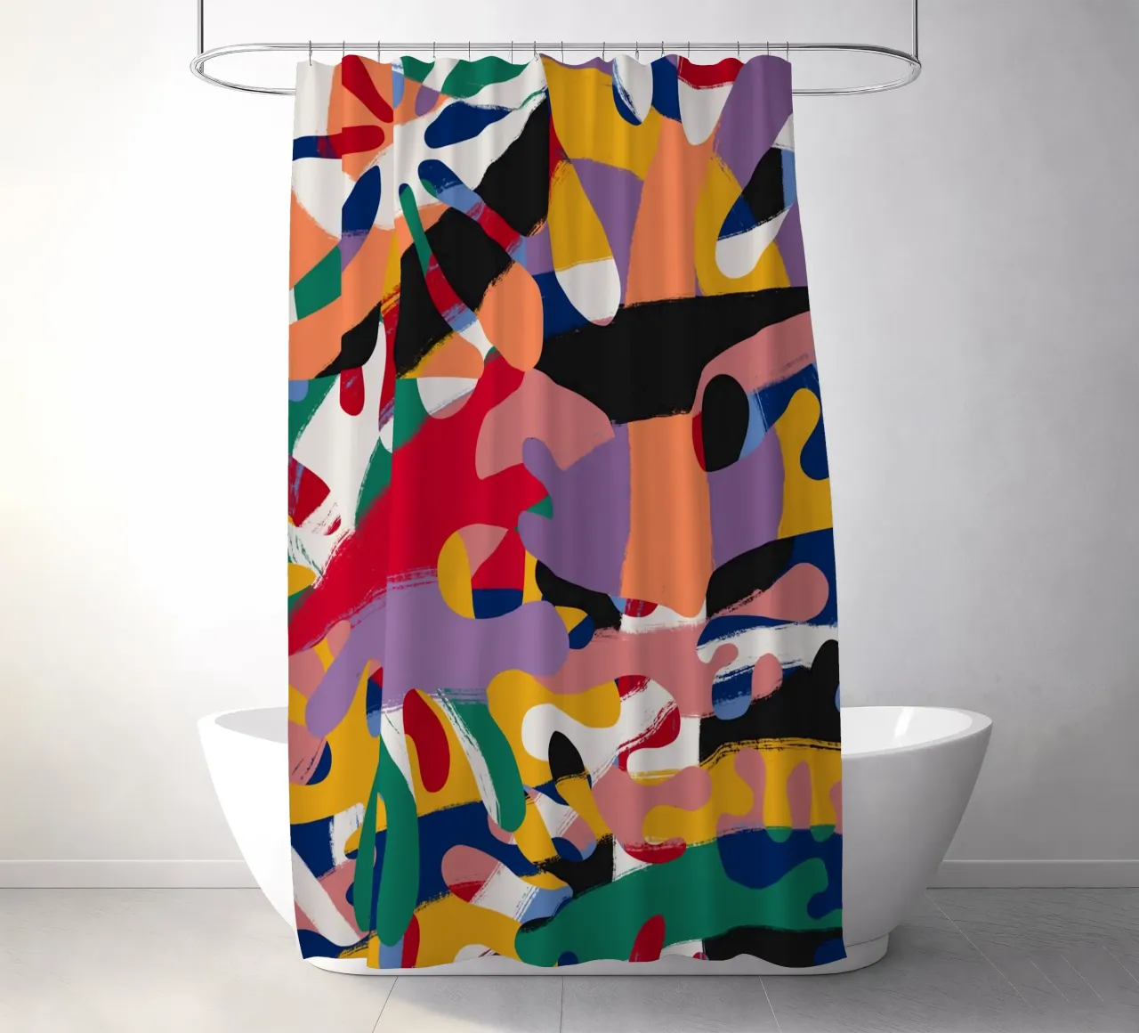 Maximalist abstract 05 shower curtain by Little Dean