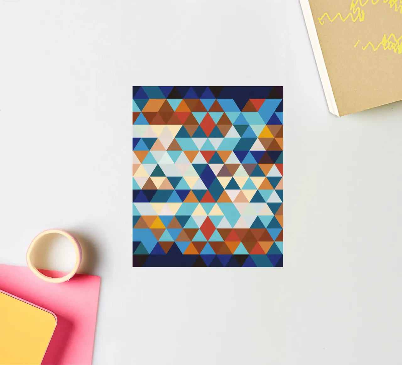 Geometrische Komposition in Blau und Braun sticker by Petra Lang