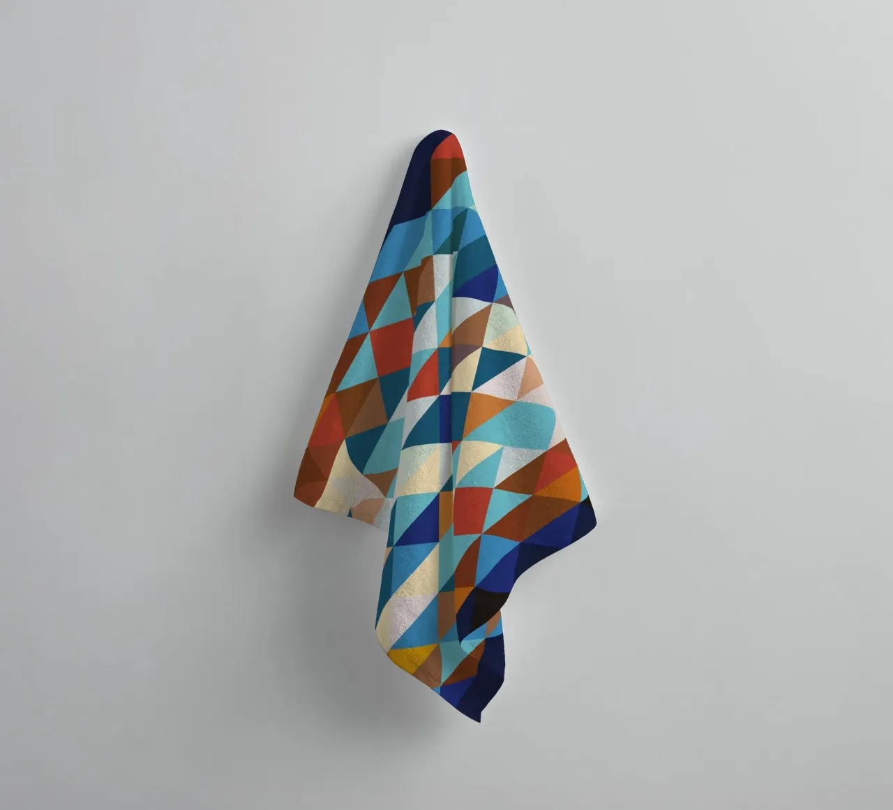 Geometrische Komposition in Blau und Braun towel by Petra Lang