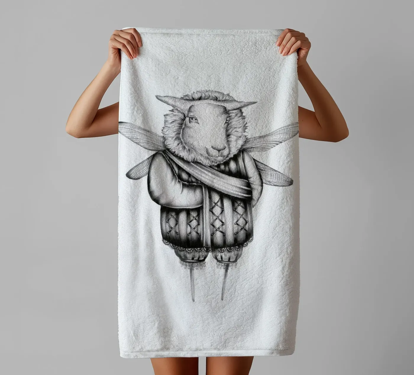 Sheep towel by Maria Vdovichenko