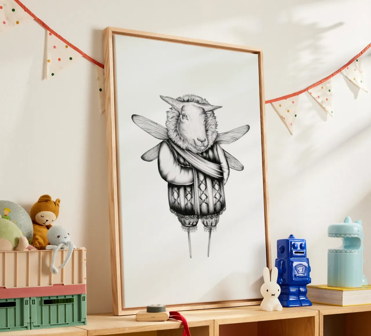 Sheep canvas with Floater frame by Maria Vdovichenko