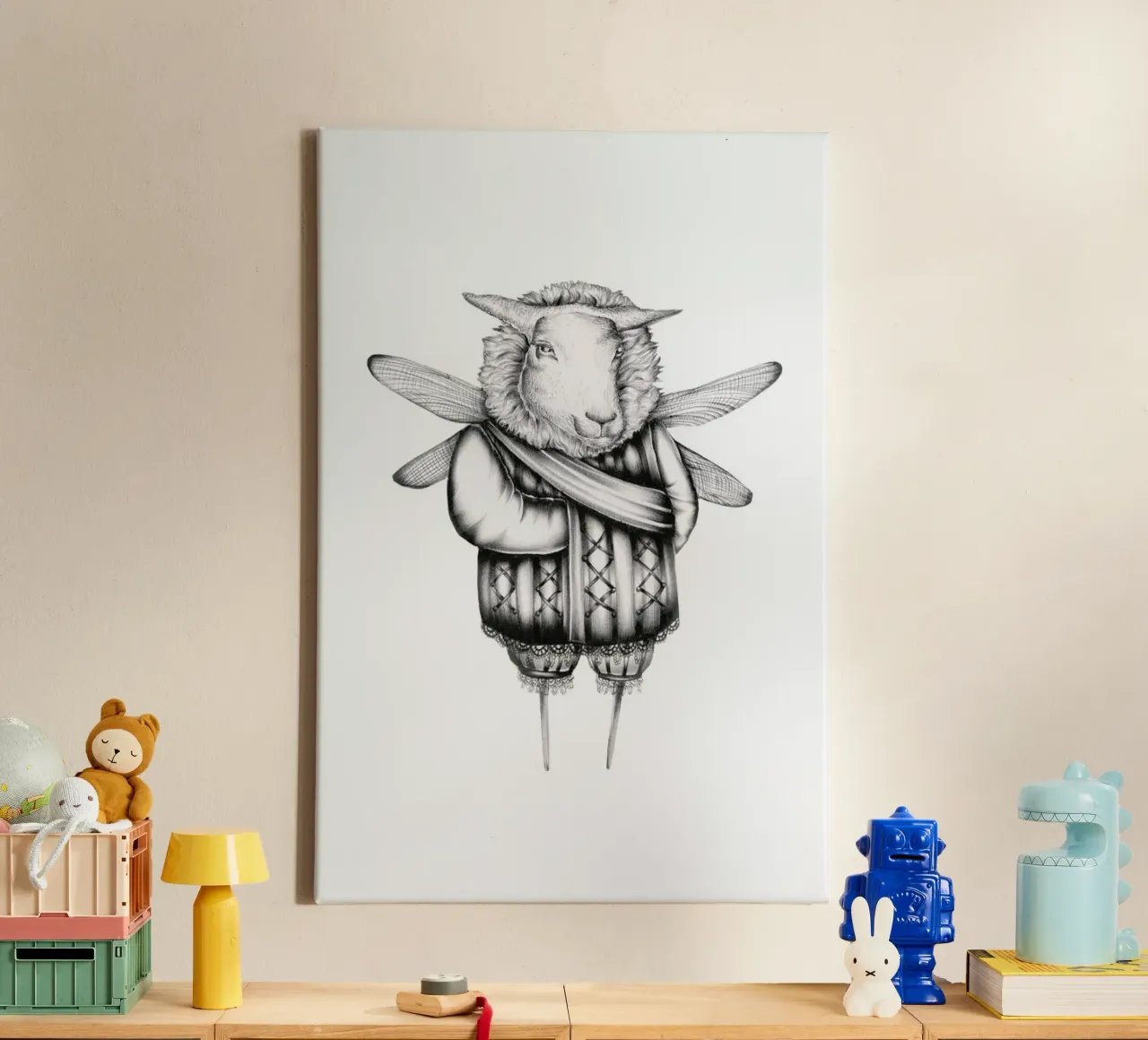 Sheep canvas with Floater frame by Maria Vdovichenko