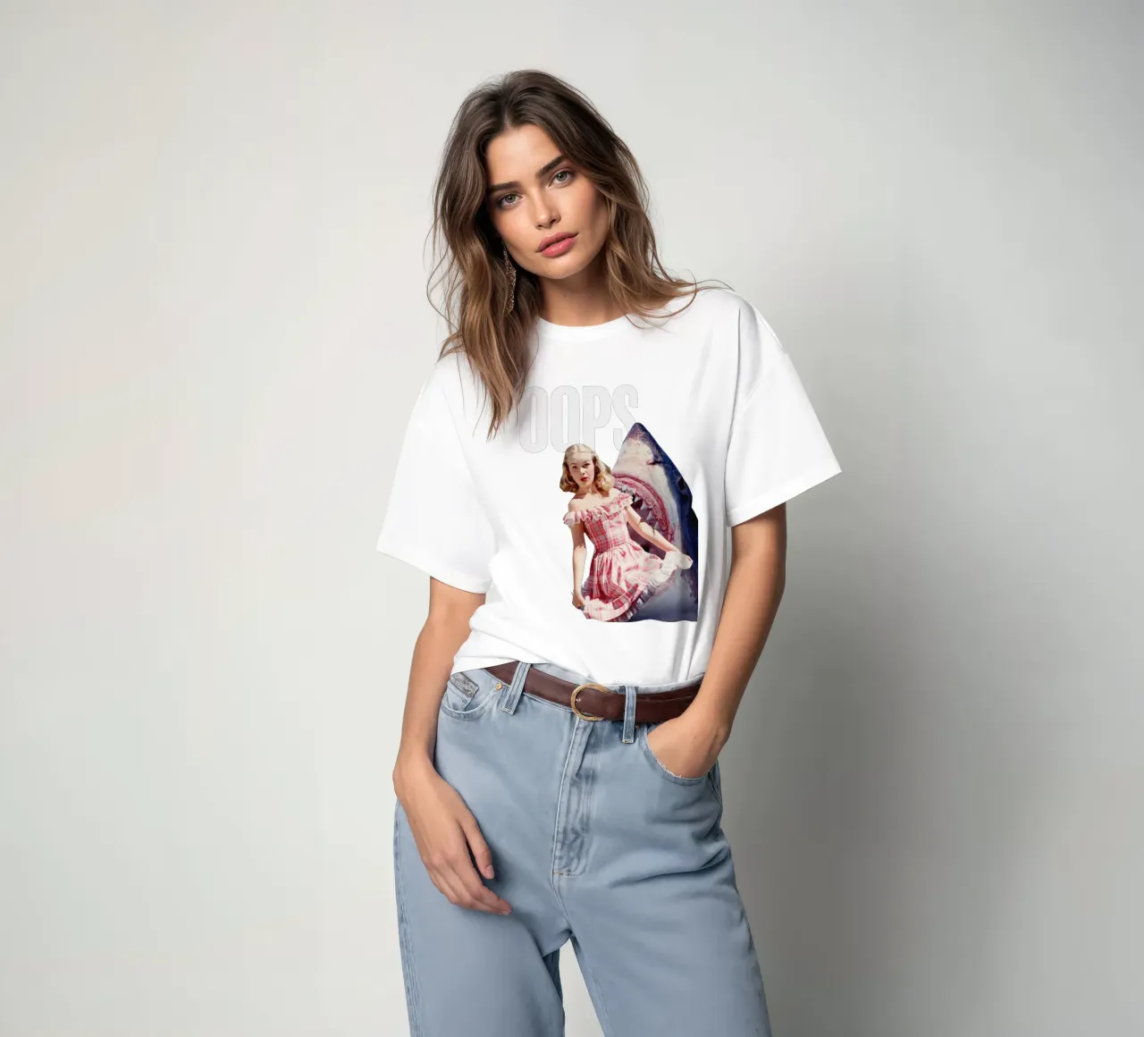 Oops (Girl & Shark) t-shirt da MsGonzalez