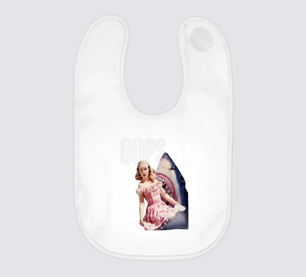 Oops (Girl & Shark) baby bib by MsGonzalez