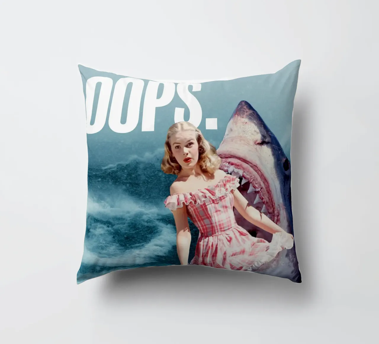 Oops (Girl & Shark) cuscino da MsGonzalez
