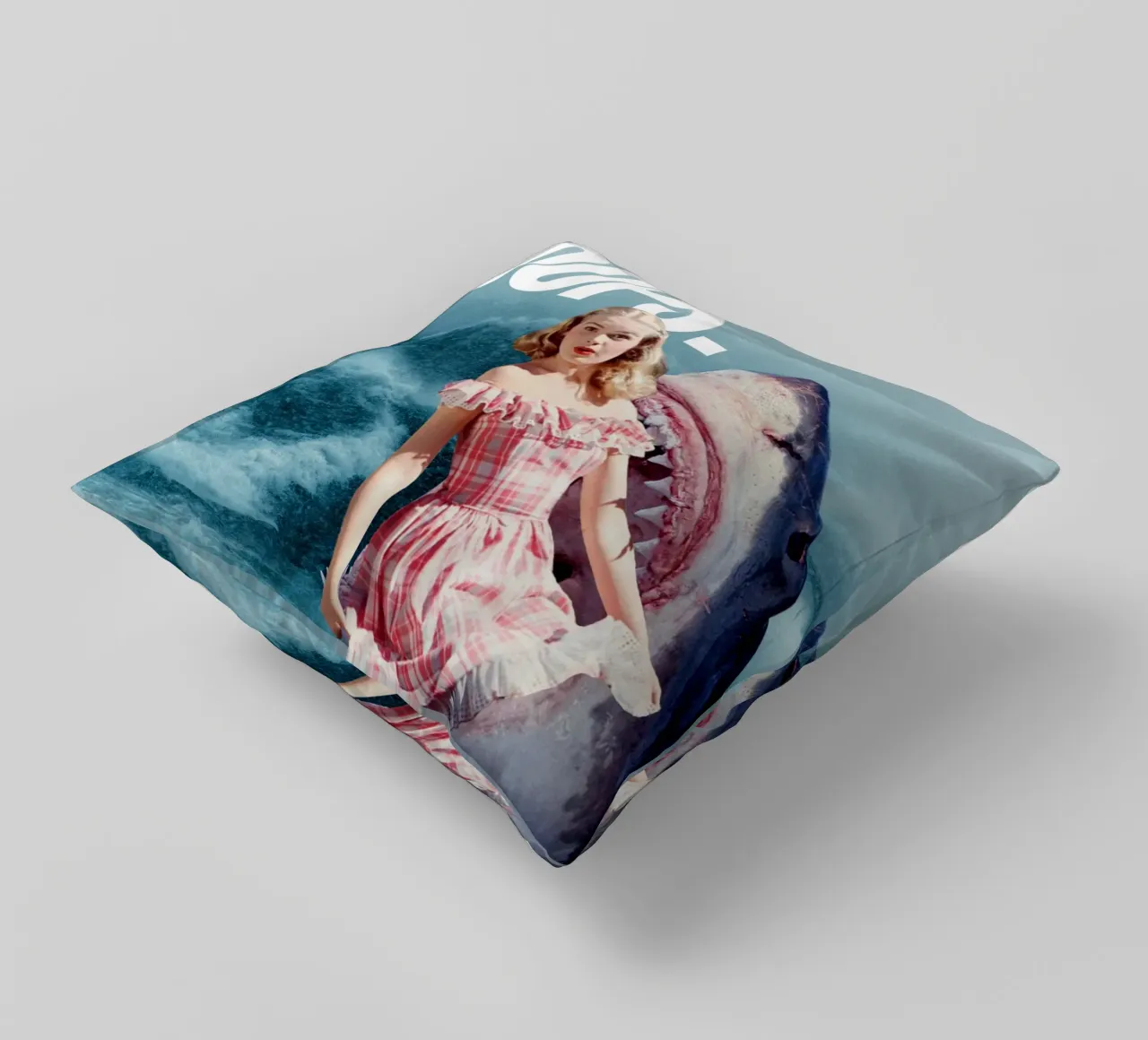 Oops (Girl & Shark) cuscino da MsGonzalez