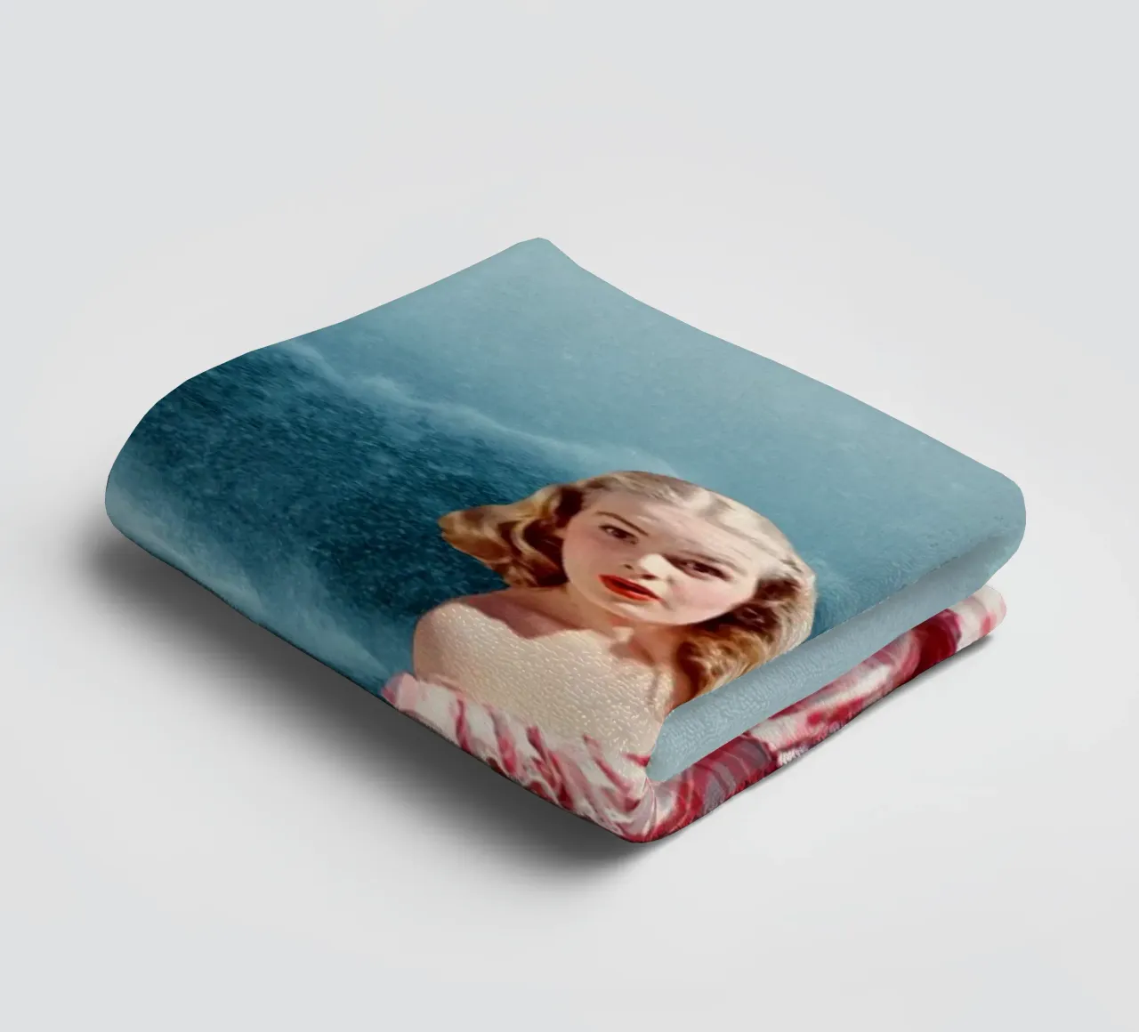 Oops (Girl & Shark) towel by MsGonzalez