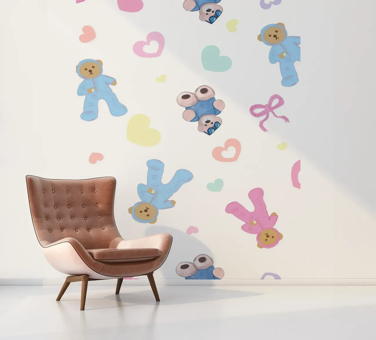 Cute bear pattern fotobehang van gulsengunel